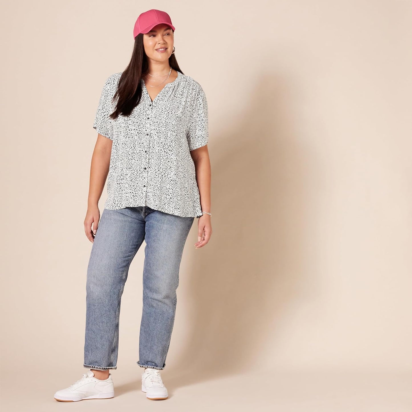 Women'S Relaxed-Fit Short-Sleeve Woven Blouse