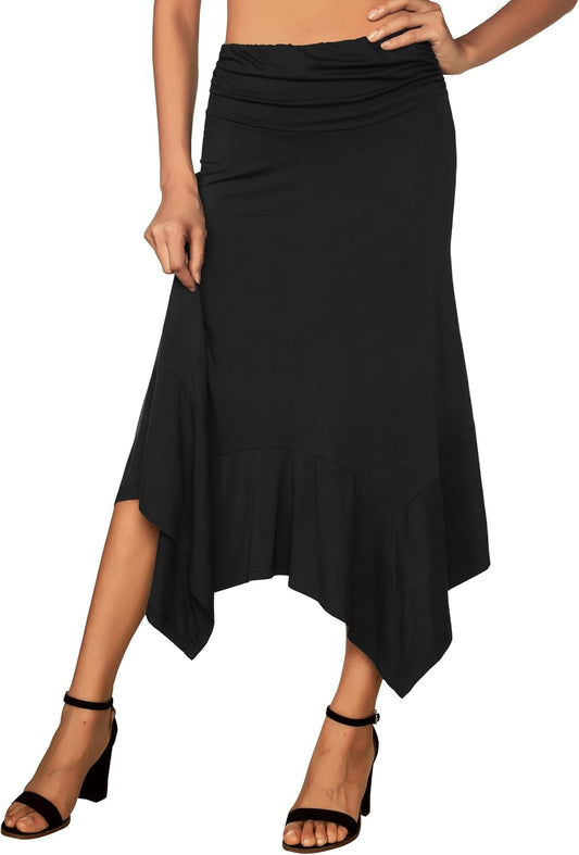 Women'S Flowy Handkerchief Hemline Midi Skirt