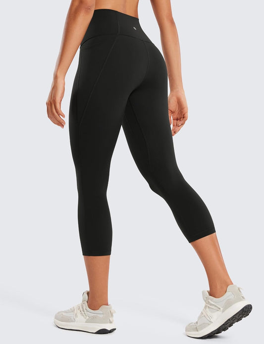 Womens Butterluxe Workout Capri Leggings with Pockets 21 Inches - High Waisted Gym Athletic Crop Yoga