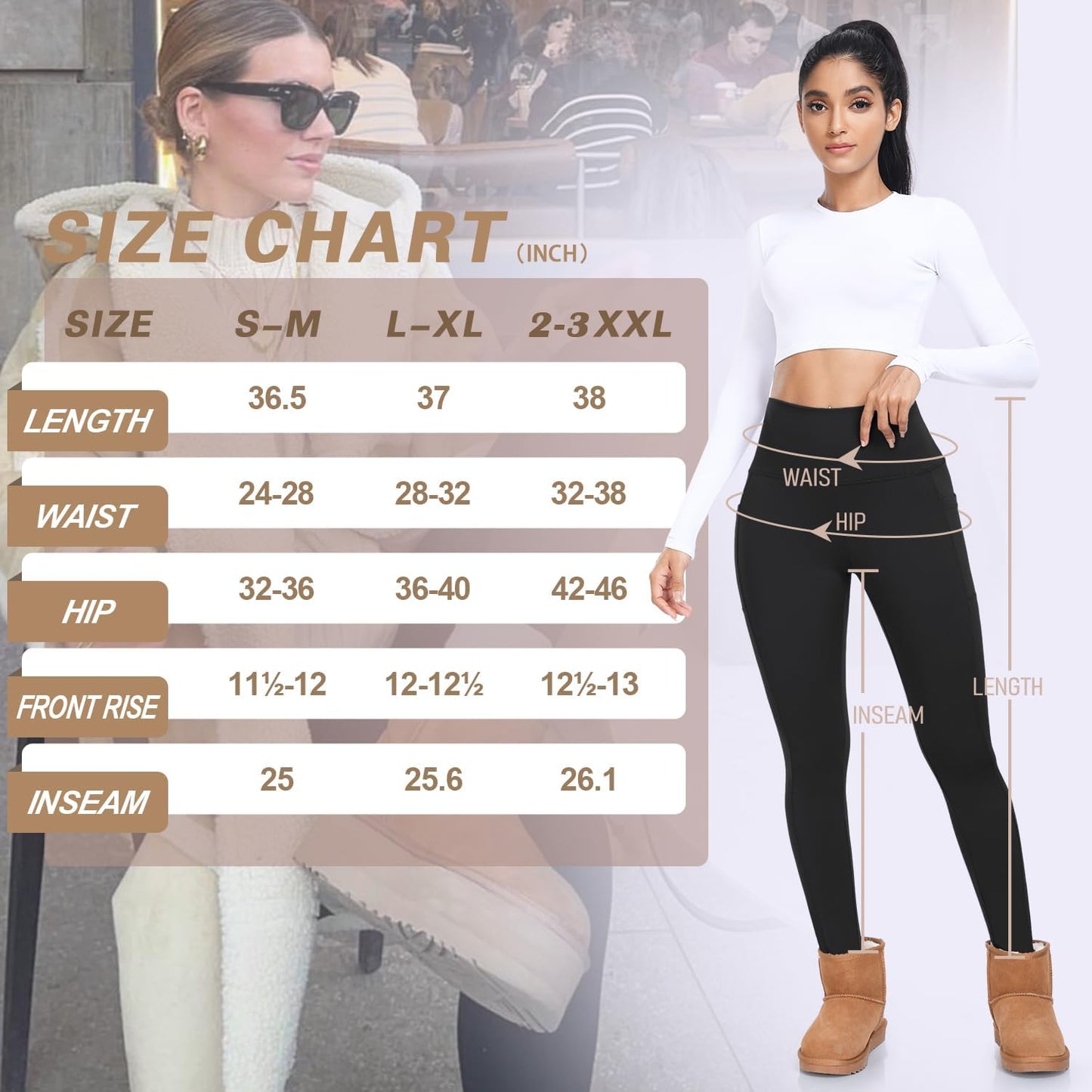 4 Pack Fleece Lined Leggings with Pockets for Women High Waisted Thermal Winter Warm Yoga Pants for Workout Running