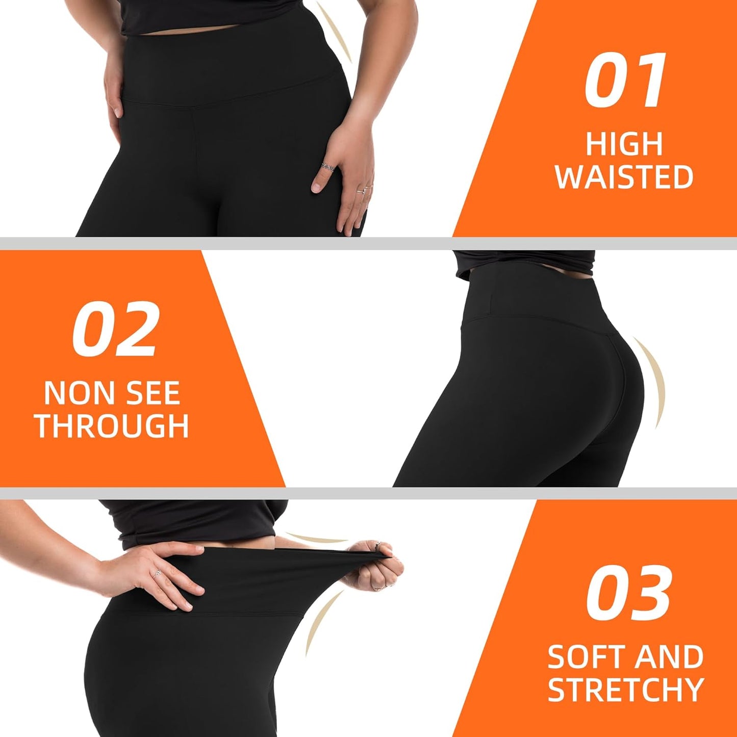 plus Size Leggings for Women, High Waisted Tummy Control Buttery Super Soft Black Yoga Pants for Workout Running