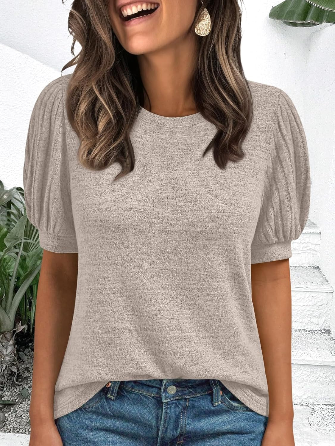 Womens Tops Summer Sweater Long Tunic Dressy Casual Blouses Business Cute Trendy Short Sleeve Shirt 2025