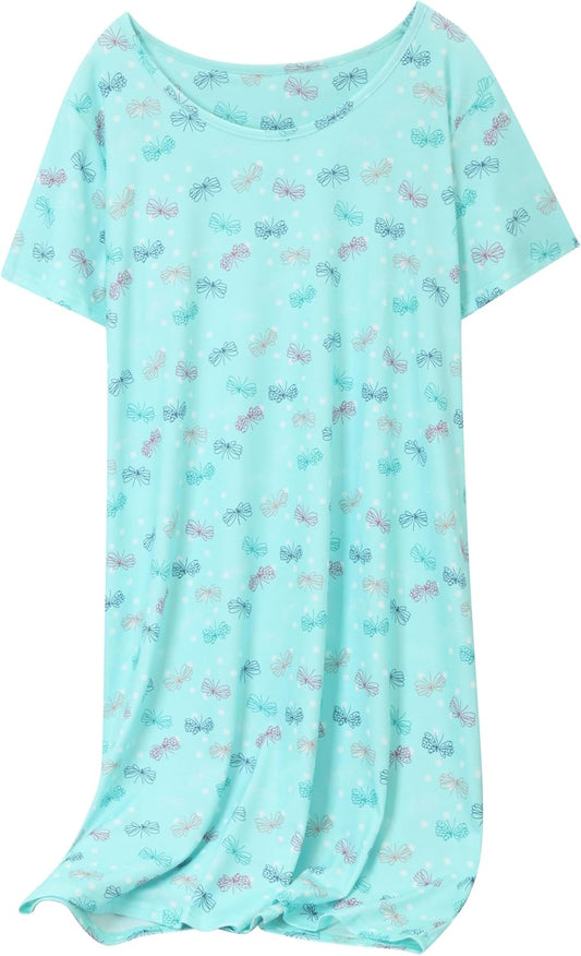 3 Pack Women'S Cotton Nightgown Sleepwear Short Sleeve Sleepshirt Casual Print Sleepdress Cotton Sleepwear,S-3Xl