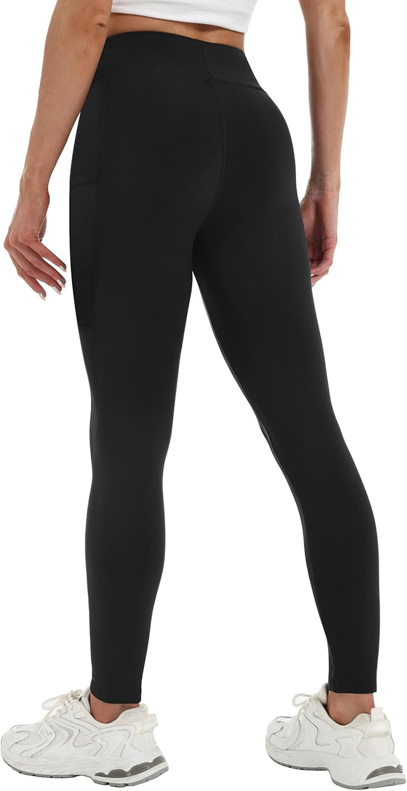 Fleece Lined Leggings Women Fall Winter Thermal Warm Elastic High Waisted Tummy Control Workout Yoga Pants