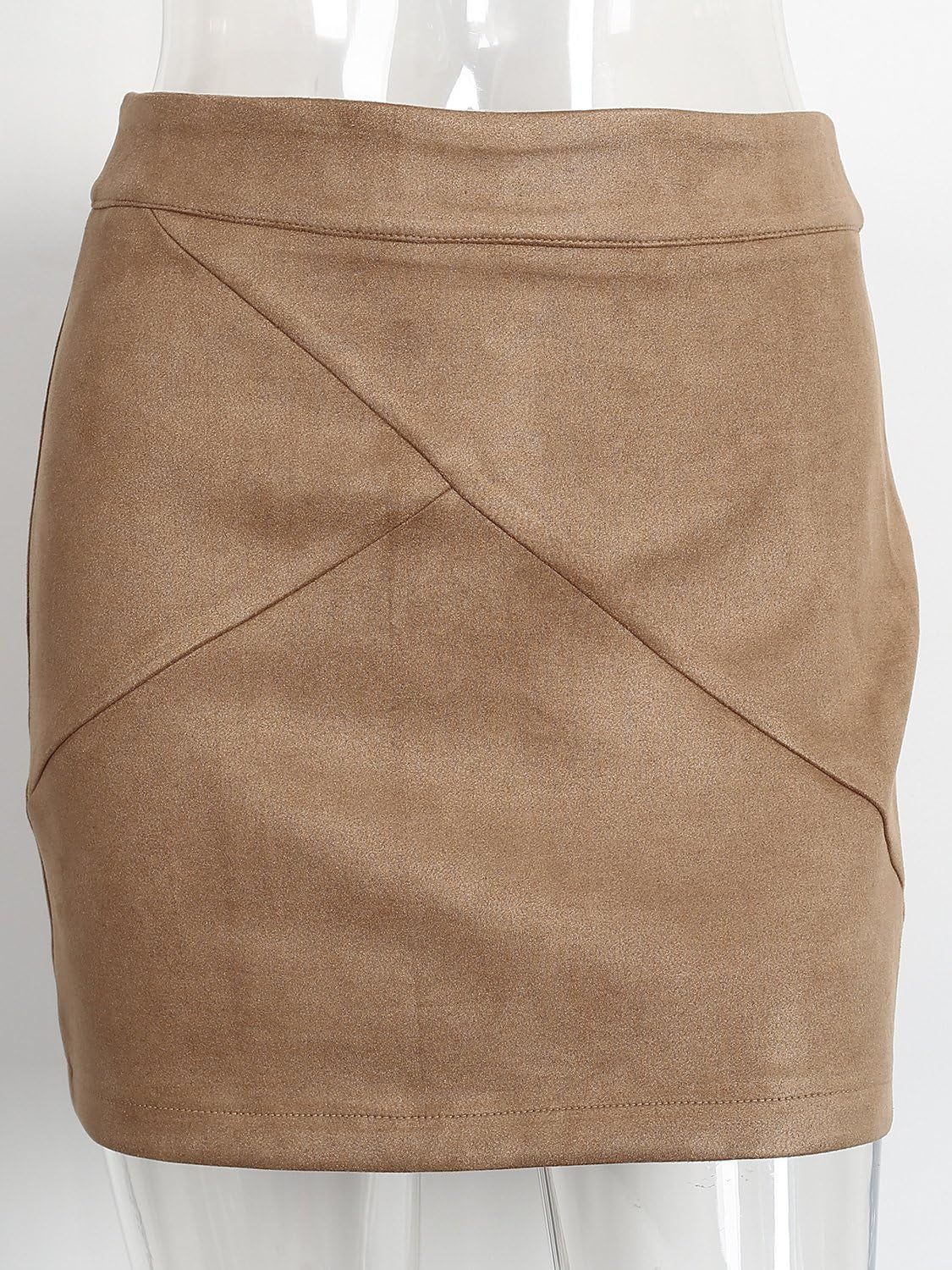 Simplee Women'S High Waist Faux Suede Mini Bodycon Skirt