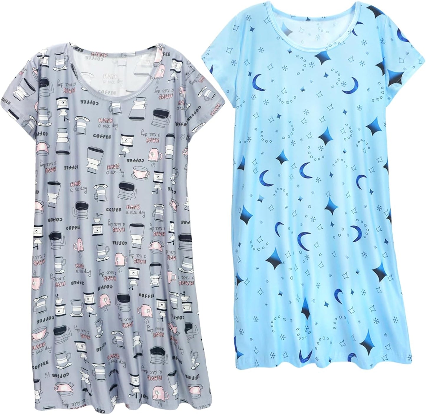 6 Pack Nightgowns for Women Soft Sleepwear Short Sleeve Women'S Nightgowns Print Sleepdress