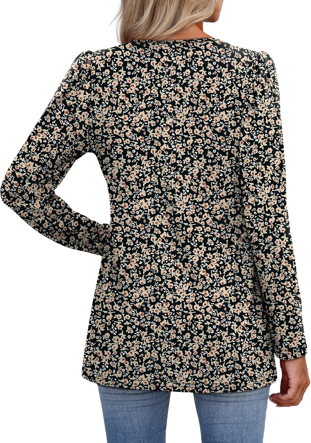 Womens Tops Long Sleeve Fall Shirts Babydoll Peplum Tops for Women V Neck Tunic Dressy Casual Blouses