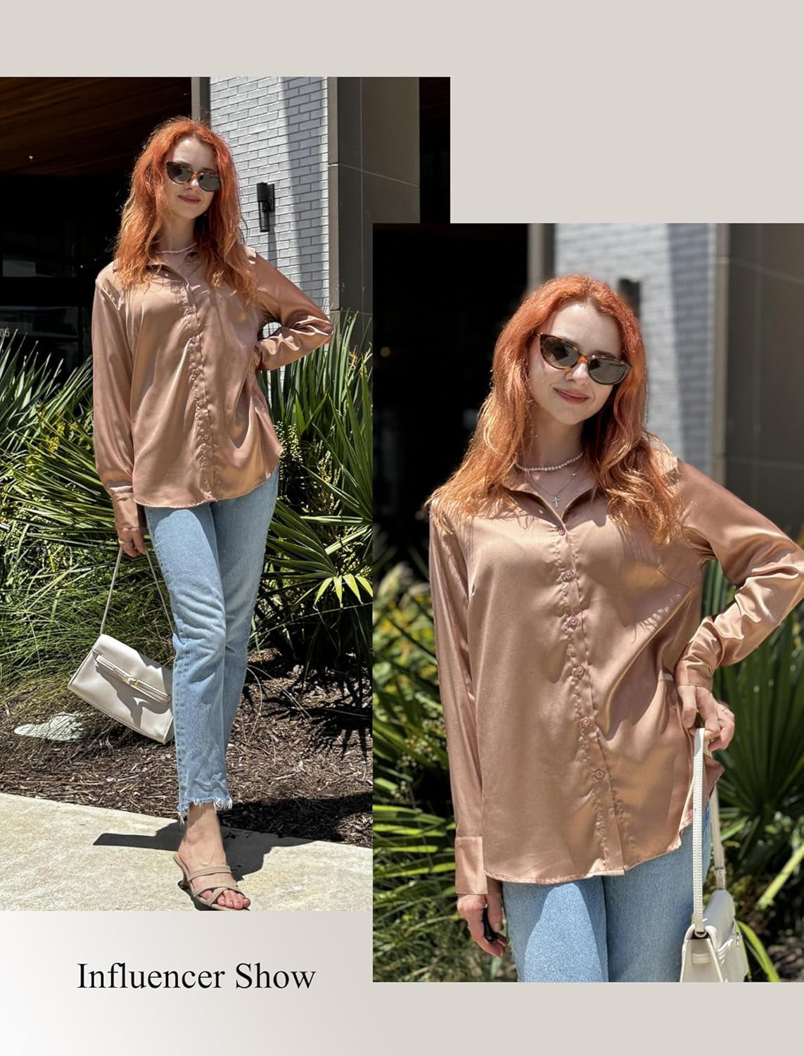 Satin Blouses for Women Silk Button down Shirts Long Sleeve Business Casual Tops