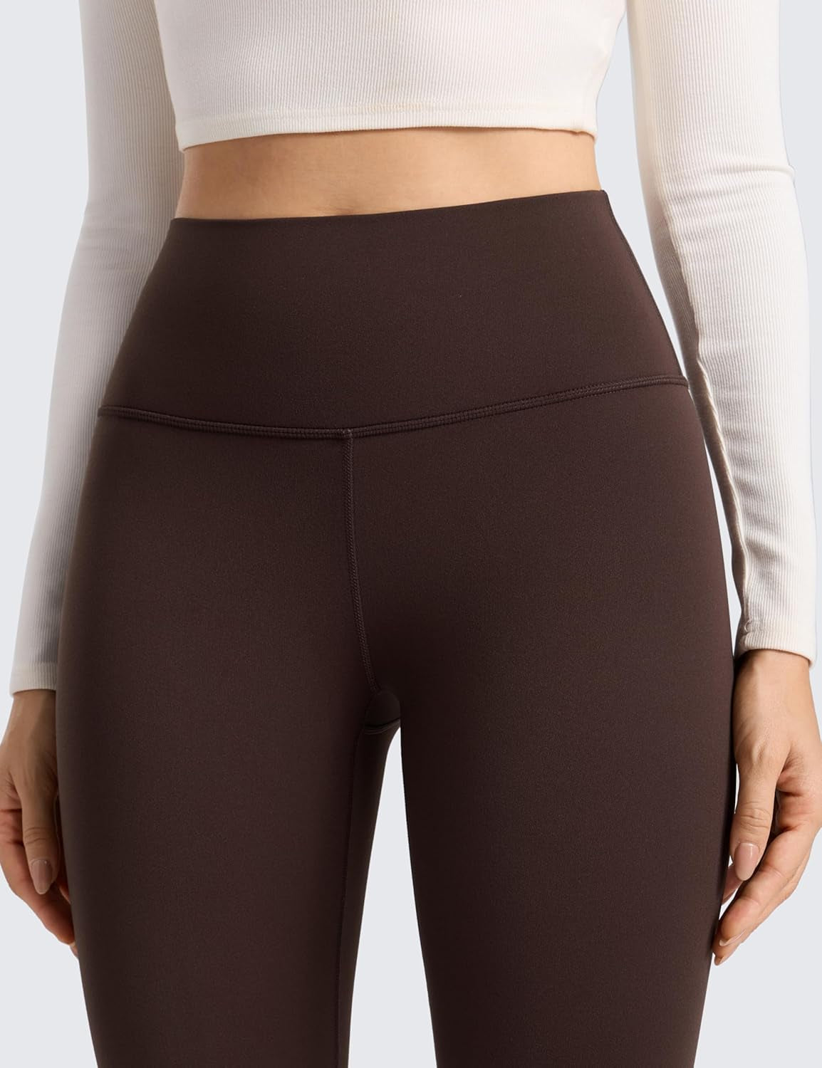 Womens Fleece Lined Leggings 25'' Matte - Casual Lounge Workout Yoga Thermal High Waisted Pants Winter Warm