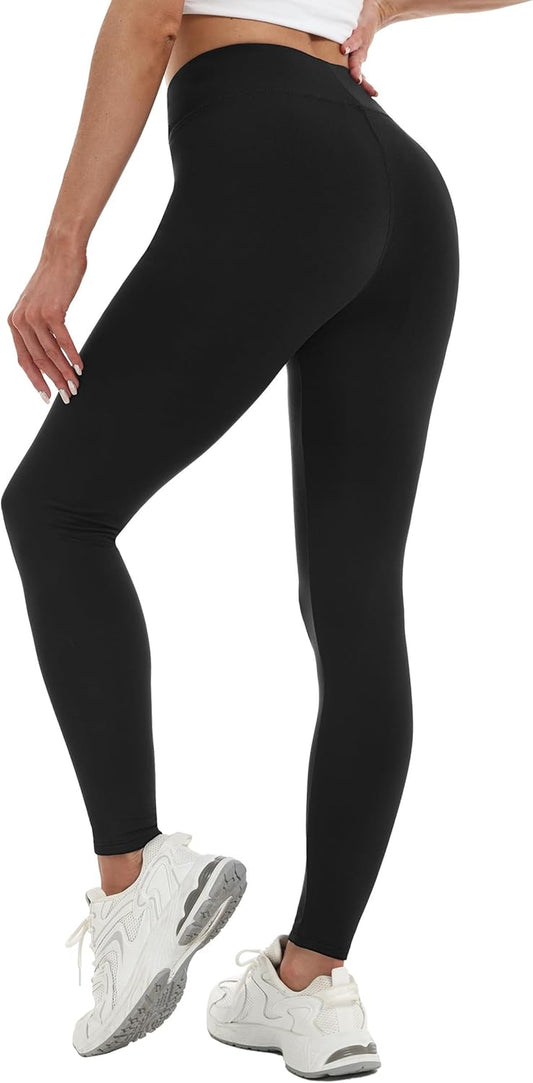 Fleece Lined Leggings Women Fall Winter Thermal Warm Elastic High Waisted Tummy Control Workout Yoga Pants