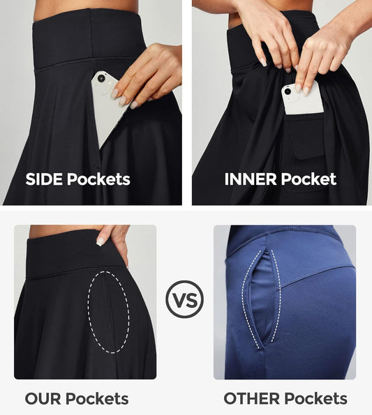 20" Knee Length Skorts Skirts for Women with Pockets Tennis Skirt High Waisted Golf Skirts for Women Casual Athletic
