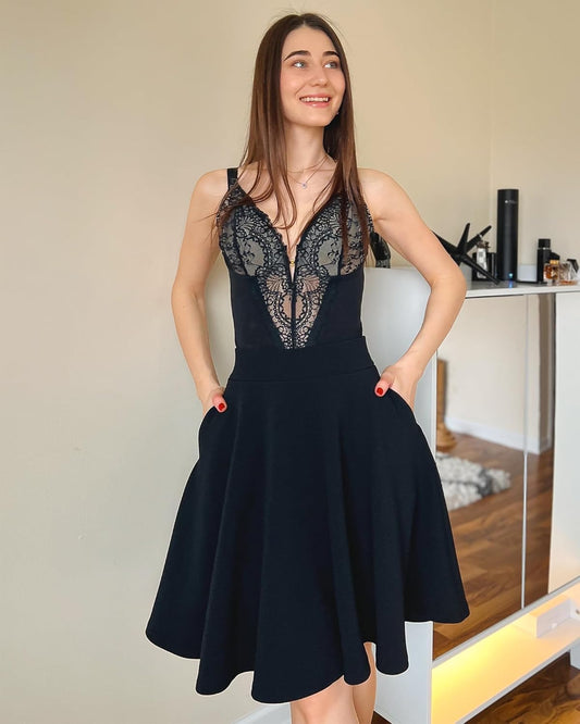 Women'S 20" Knee Length Skirts with Pockets Casual Basic Midi Skirt Stretchy High Waisted Skater Flared Pleated