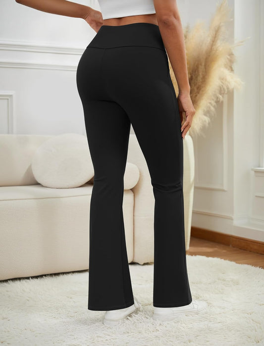 Flare Leggings for Women High Waisted Yoga Pants with Pockets Workout Gym Work Tummy Control Bootcut Leggings