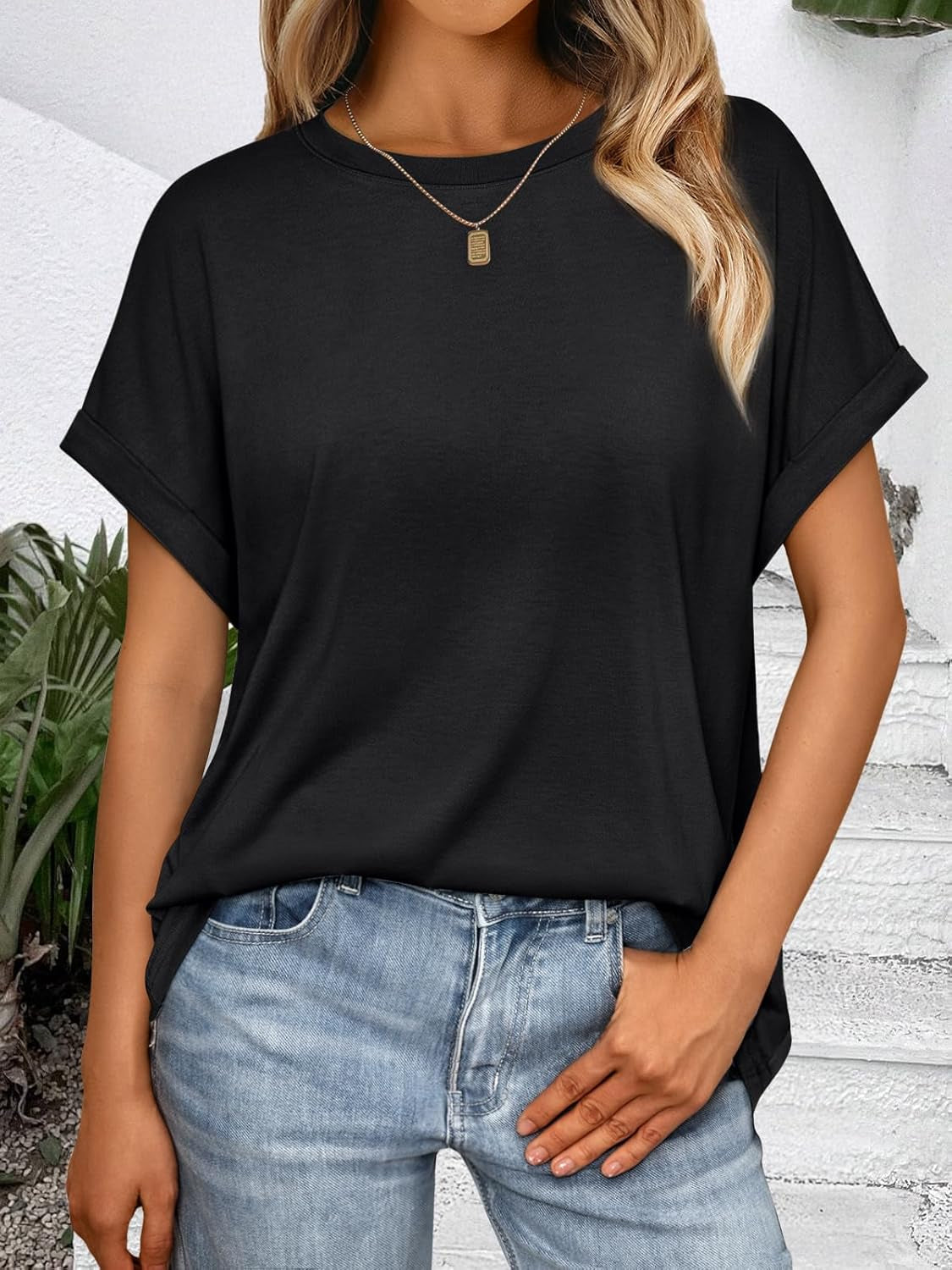 Womens Summer Tops Oversized Short Sleeve Business Casual T Shirts Trendy Fashion Clothes Spring Outfits 2025