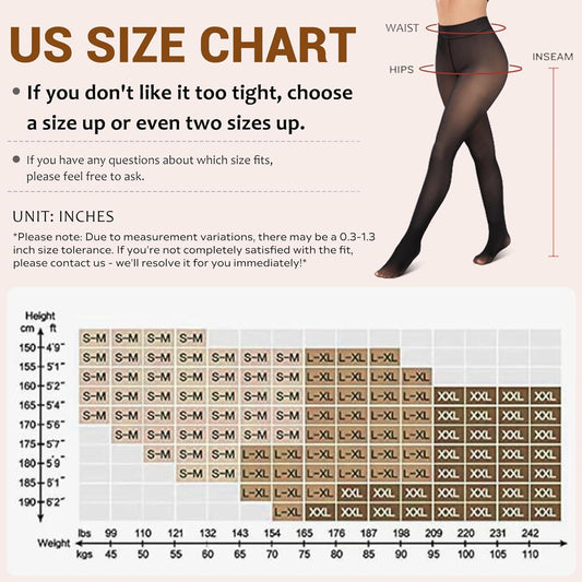 Fleece Lined Tights Sheer Women - Fake Translucent Warm Pantyhose Leggings Sheer Thick Tights for Winter