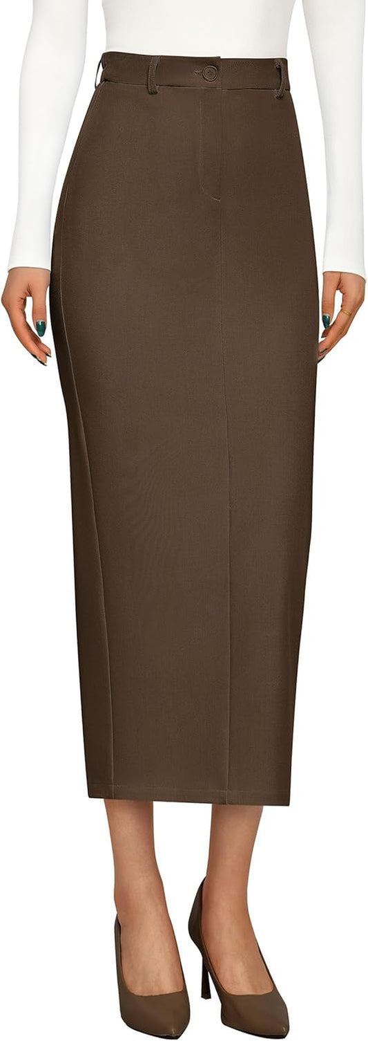 Women'S 2025 Fall Maxi Pencil Skirt High Waisted Slit Work Office Trendy Long Skirts Business Casual Outfits