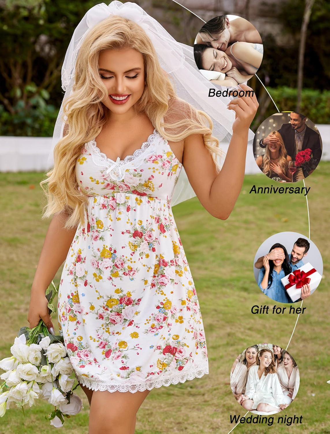 Women Sexy Sleepwear Lace Chemise Nightgown Full Slip Babydoll Sleepwear