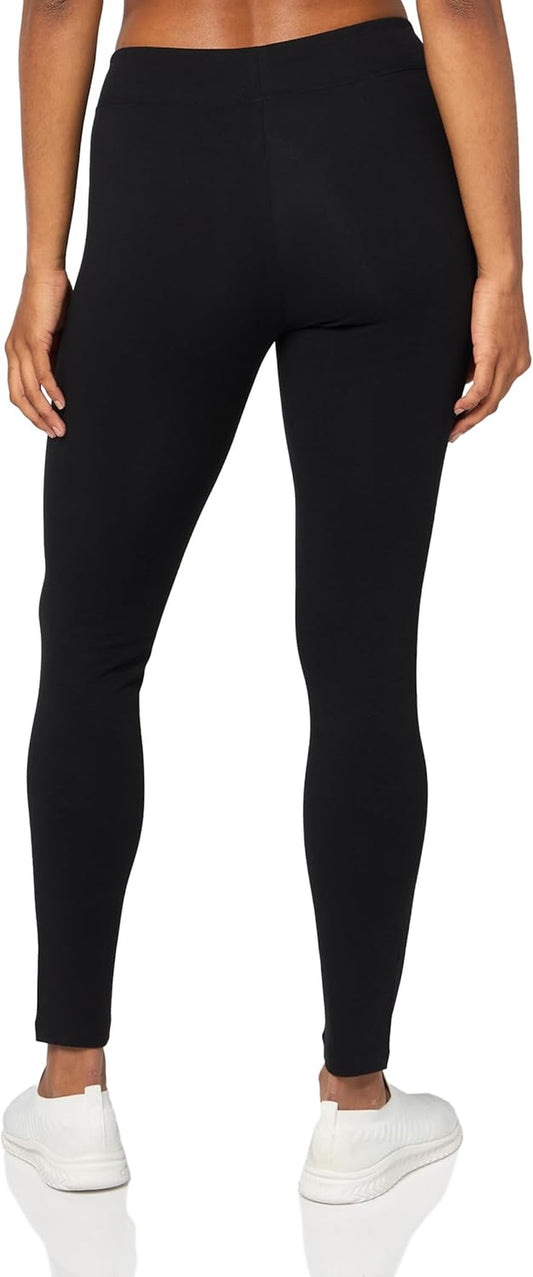 Casual Women'S Cotton Leggings for All Day Wear, Premium Blend, Stretchy Comfort Waistband, Black