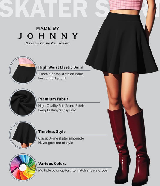 Women'S Basic Versatile Stretchy Flared Casual Mini Skater Skirt XS-3XL plus Size