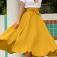 Women'S Elegant High Waisted Side Slit Irregular Bohemian Maxi Skirt with Pockets