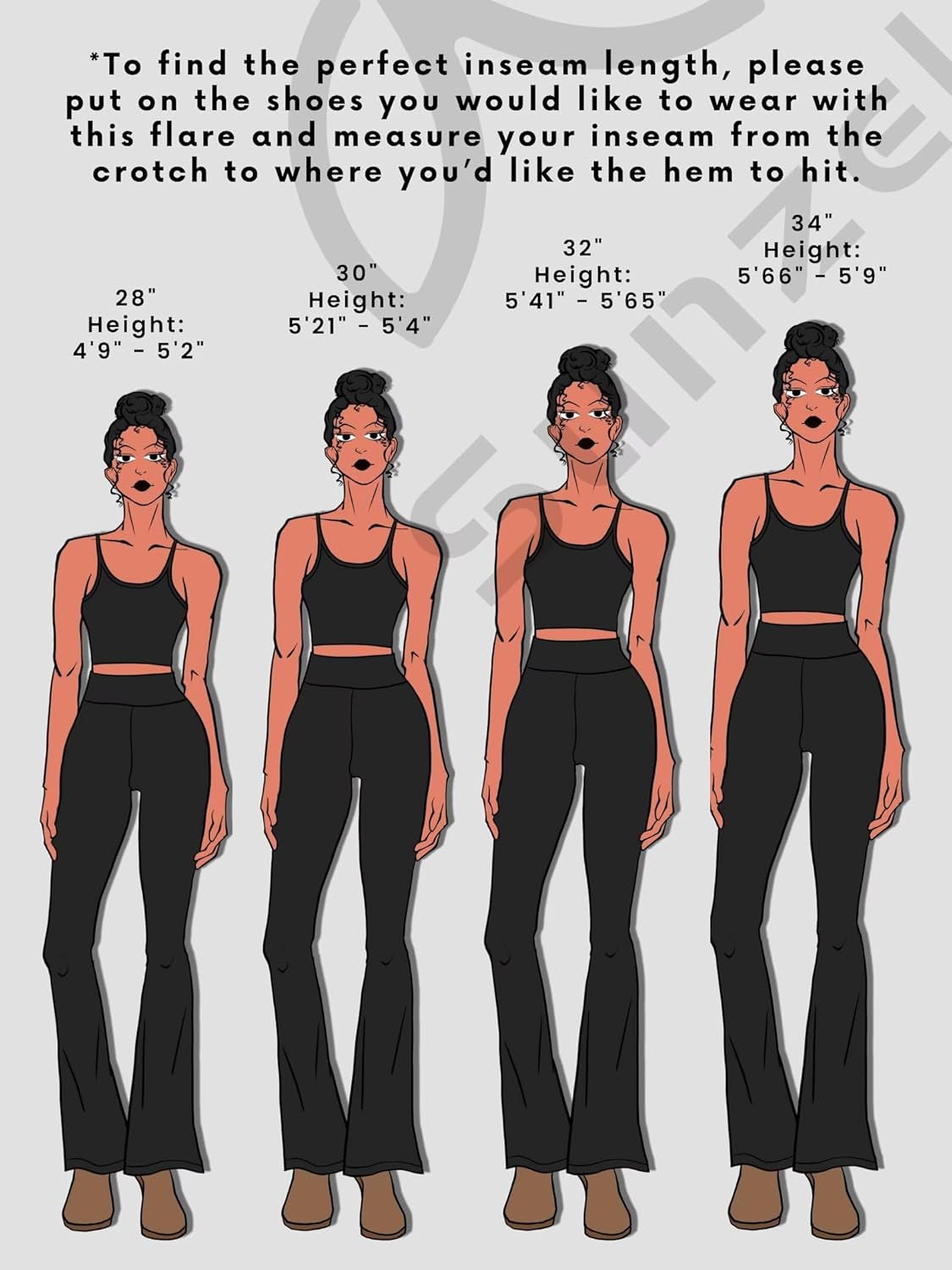 Womens Flare Leggings No Front Seam Flare Yoga Pants with Tummy Control Crossover High Waist - 28" / 30" / 32" / 34"