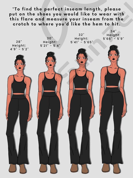 Womens Flare Leggings No Front Seam Flare Yoga Pants with Tummy Control Crossover High Waist - 28" / 30" / 32" / 34"