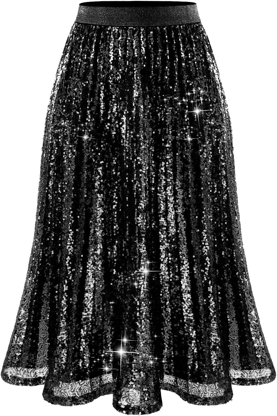 Sequin Skirt Elastic High Waisted A-Line Sparkle Pleated Skirts for Cocktail Party 2025