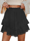 Ruffle Skorts for Woman Boho Tiered Flowy Short Skirt High Waist Mini Skirts Casual Summer Beach Outfits