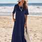 Women'S 2025 Summer Maxi Dress Casual Short Sleeve Beach Vacation Crewneck Basic Long T Shirt Dresses