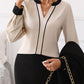Womens Tops Dressy Casual V Neck Color Block Business Casual Blouses Long Sleeve Work Shirts Fall Trendy Clothes