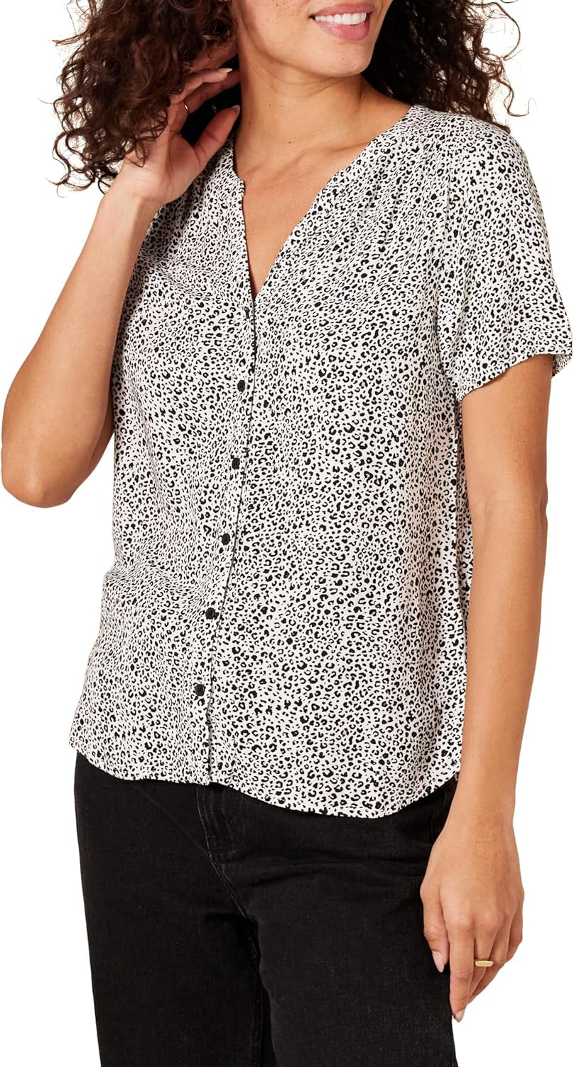 Women'S Relaxed-Fit Short-Sleeve Woven Blouse