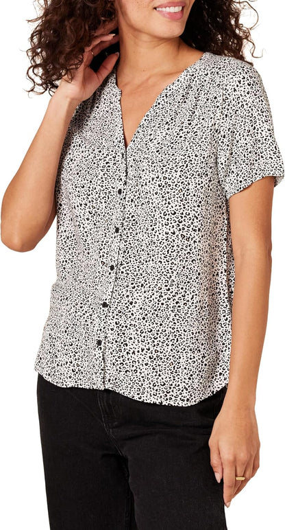 Women'S Relaxed-Fit Short-Sleeve Woven Blouse