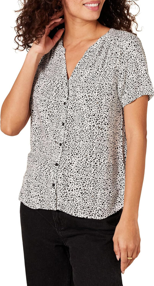 Women'S Relaxed-Fit Short-Sleeve Woven Blouse