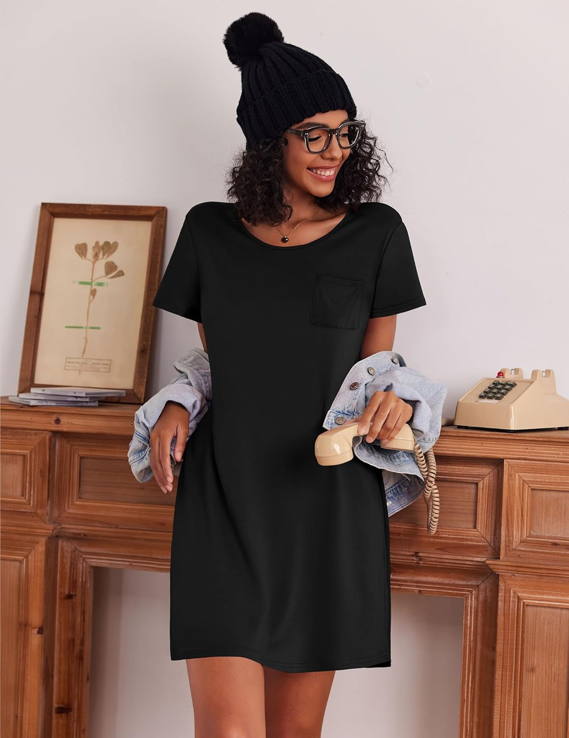 Cotton Nightgowns for Women 3 Pack Sleepshirts Short Sleeve Night Shirt Tshirt Night Gown Print Sleepwear Dress