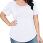 Womens T Shirts Short Sleeve Pleated Dressy Casual Scooped Neck Summer Tops Blouses