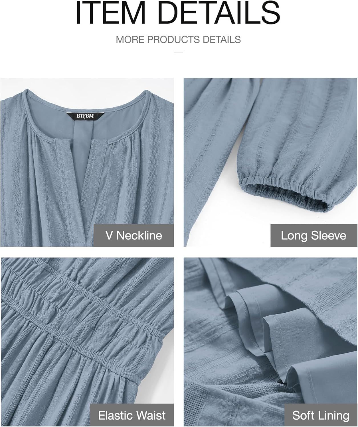 Fall Dresses for Women 2025 Casual Long Sleeve V Neck Elastic Waist Lightweight Maxi Wedding Guest Dress Pockets