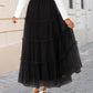 Women'S Tulle Maxi Skirt A-Line Flowy Ruffle Tiered Elastic High Waist 2025 Fall Fahion Midi Long Skirts
