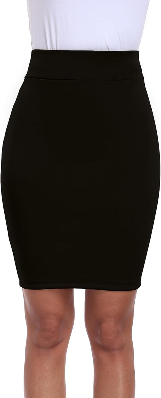 Women'S Basic Mini Skirts High Waisted Pencil Suit Skirt Stretch Bodycon Skirt for Business Casual