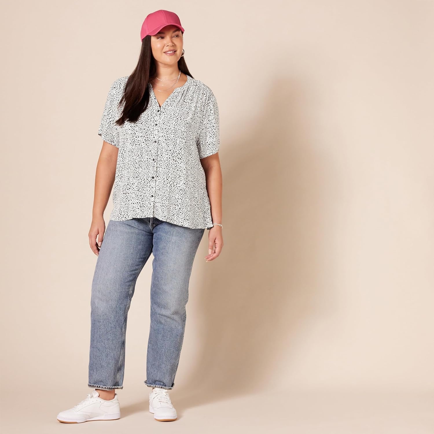 Women'S Relaxed-Fit Short-Sleeve Woven Blouse