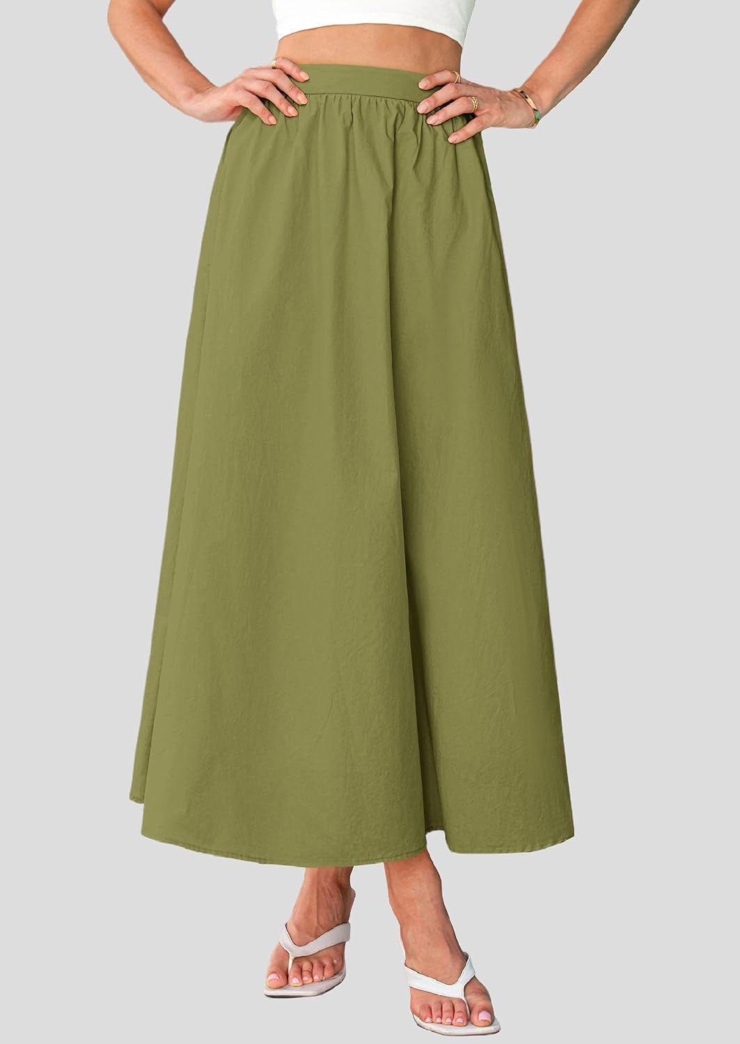 Women'S Maxi Skirts 2025 Summer Trendy Ruffle High Waisted Casual Long Flowy Skirt with Pockets