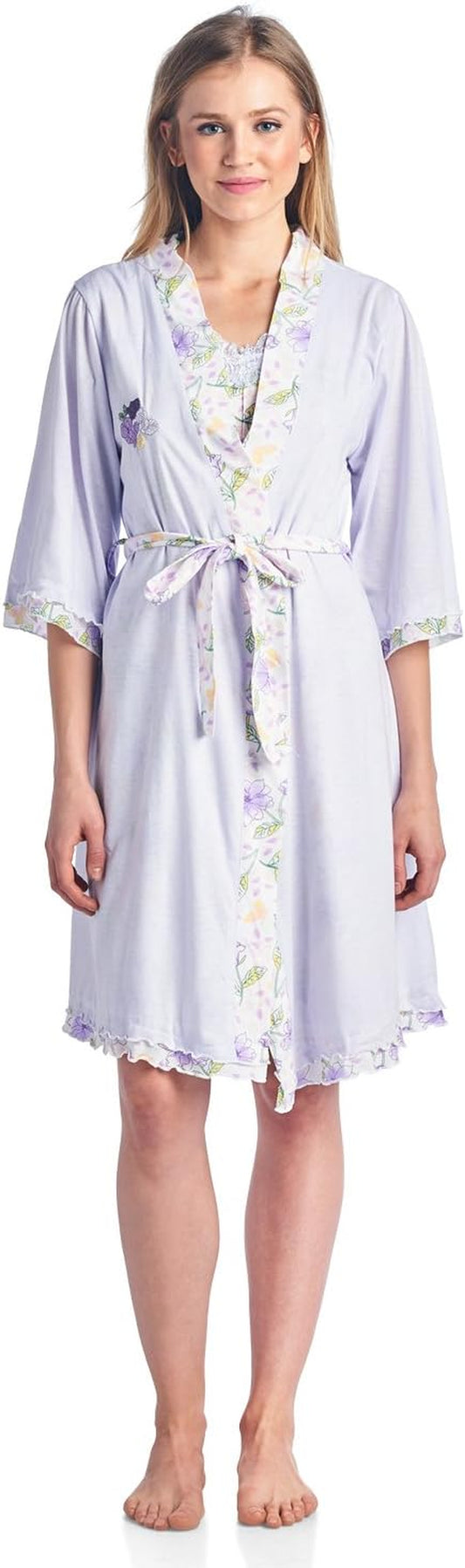 Women'S Sleepwear 2 Piece Nightgown and Robe Set