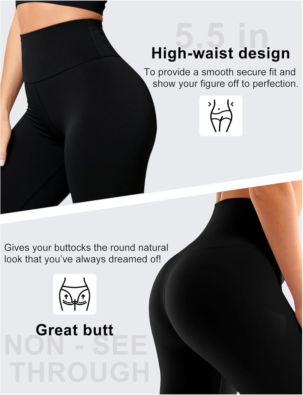 High Waisted Leggings for Women - Tummy Control Pants Non See through Workout Soft Yoga Pants for Running plus Size