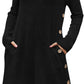 Fall and Winter Tunic Dress with Pockets Long Sleeve Crew Neck Buttons Side