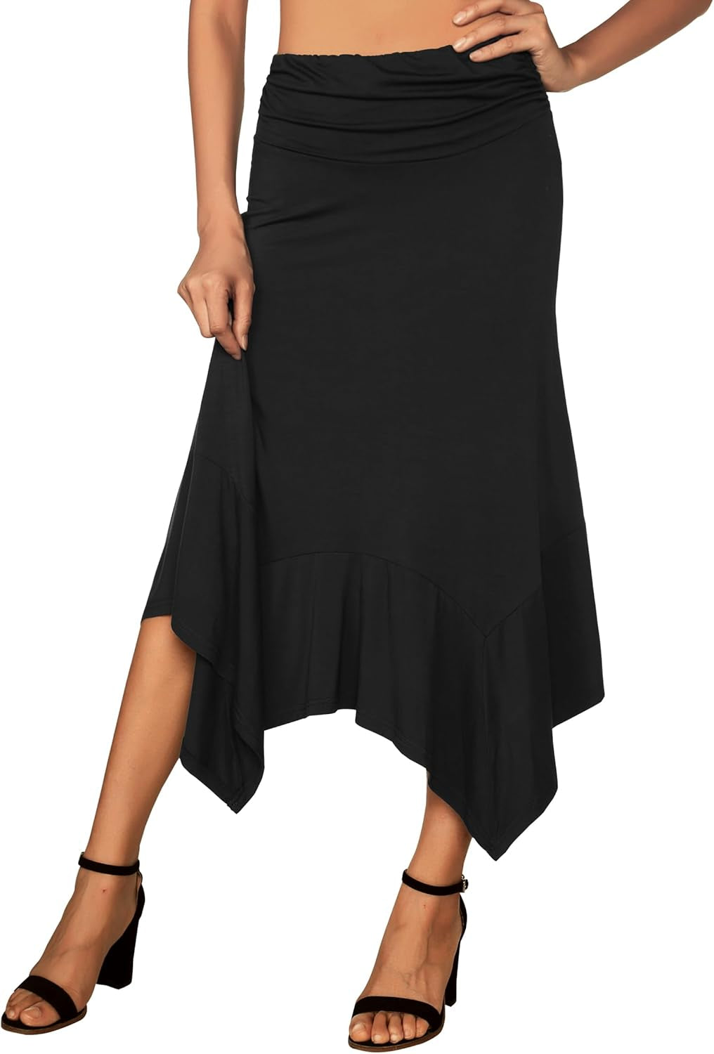 Women'S Flowy Handkerchief Hemline Midi Skirt