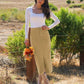 Corduroy Skirts for Women Midi Length High Waisted Button Fly Fall Casual Elastic Waist Long Skirt with Slit