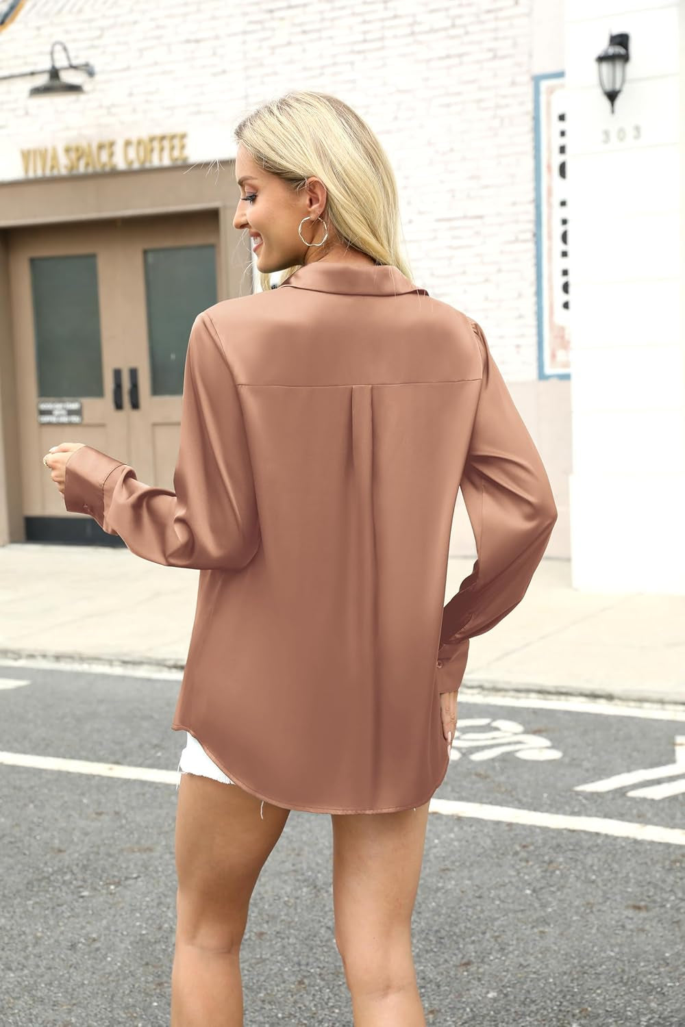 Satin Blouses for Women Silk Button down Shirts Long Sleeve Business Casual Tops