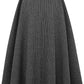 Women’S Fall Winter High Waisted Wool Plaid A-Line Long Skirt