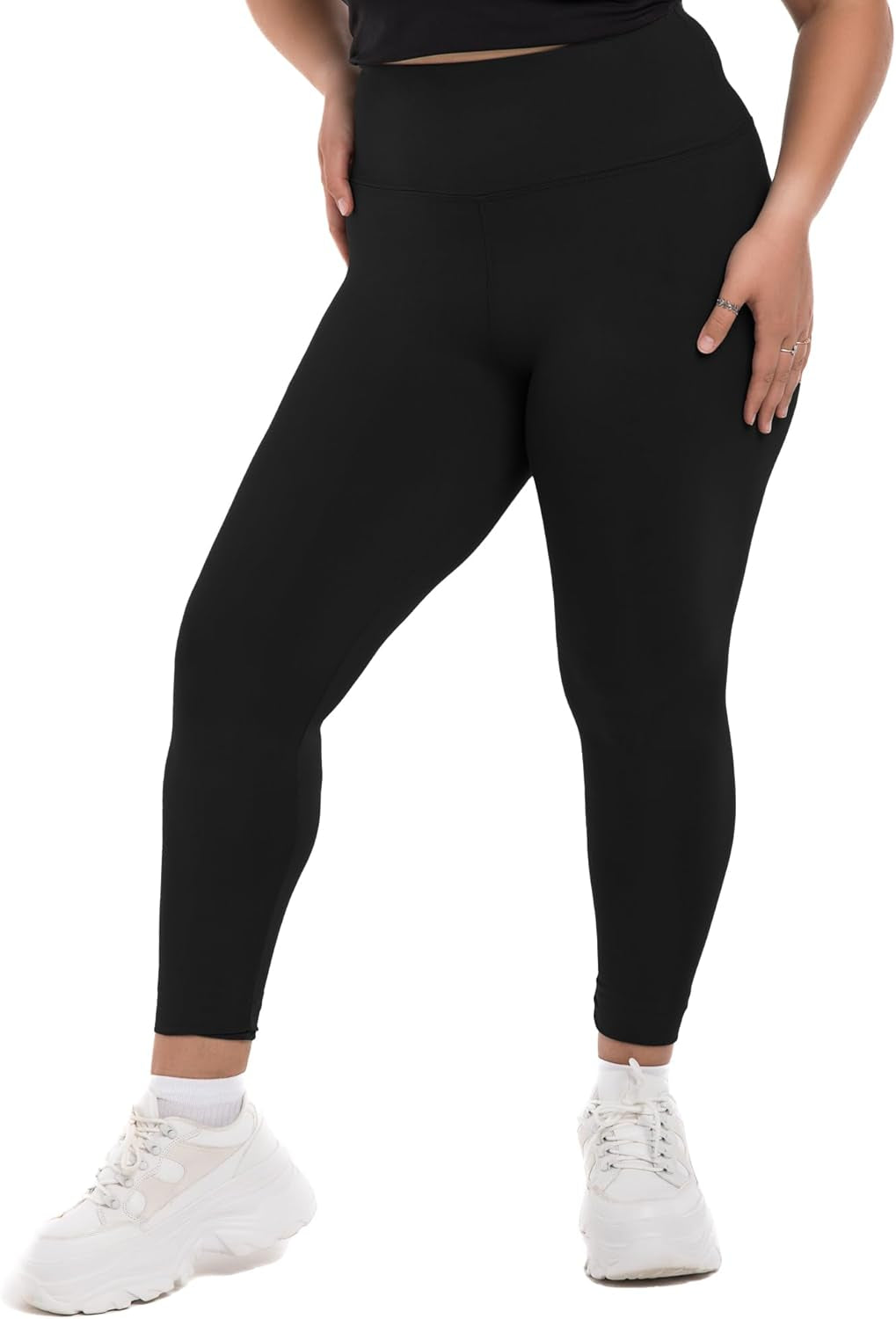 plus Size Leggings for Women, High Waisted Tummy Control Buttery Super Soft Black Yoga Pants for Workout Running
