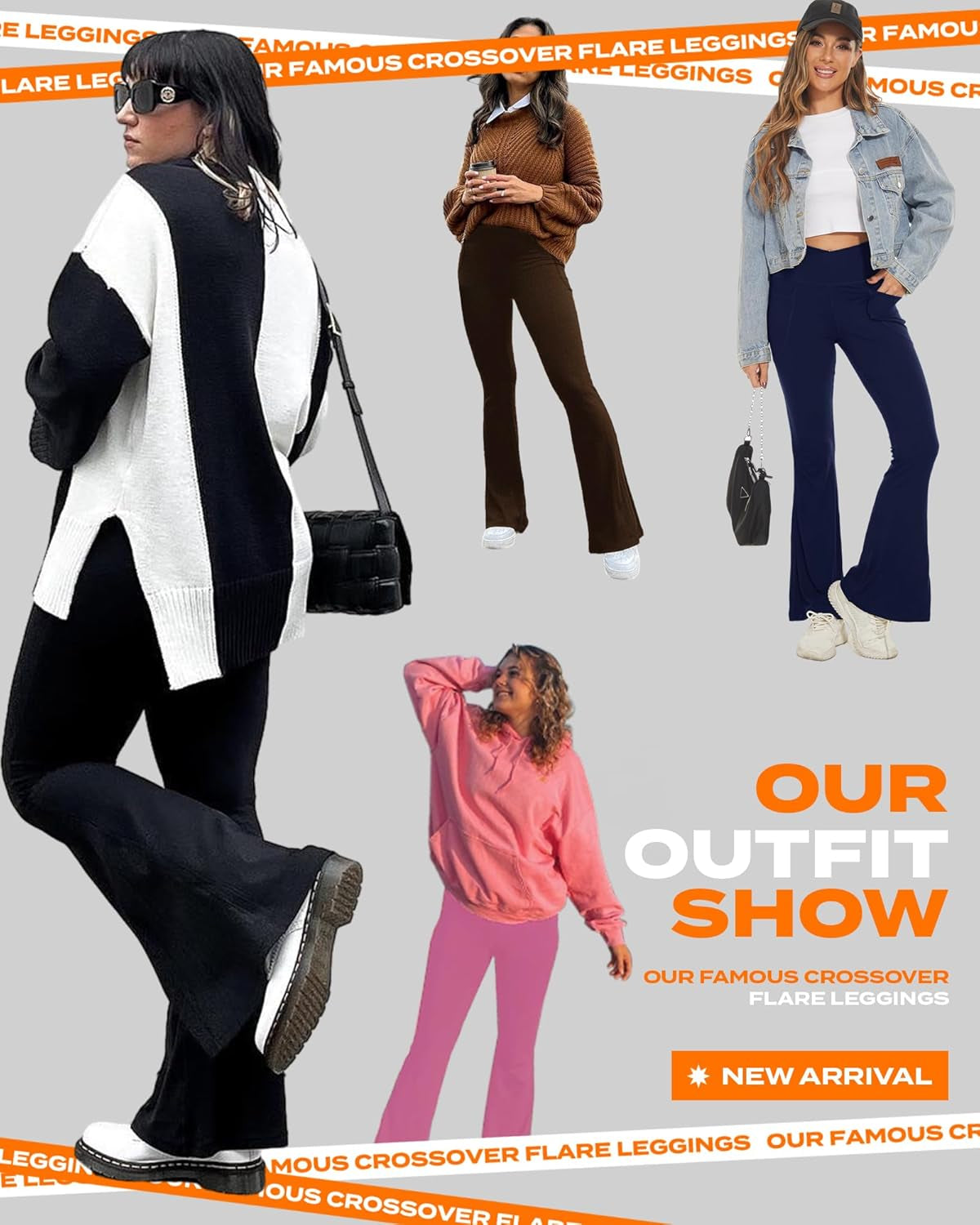 Black Flare Leggings for Women, Crossover Yoga Pants with Pockets Bootcut Flared Leggings