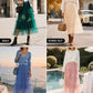 Women'S Tulle Maxi Skirt A-Line Flowy Ruffle Tiered Elastic High Waist 2025 Fall Fahion Midi Long Skirts
